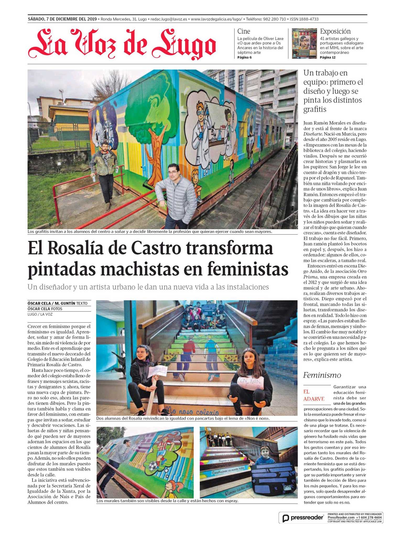 El progreso. El Rosalía de Castro transforma pintadas machistas en feministas